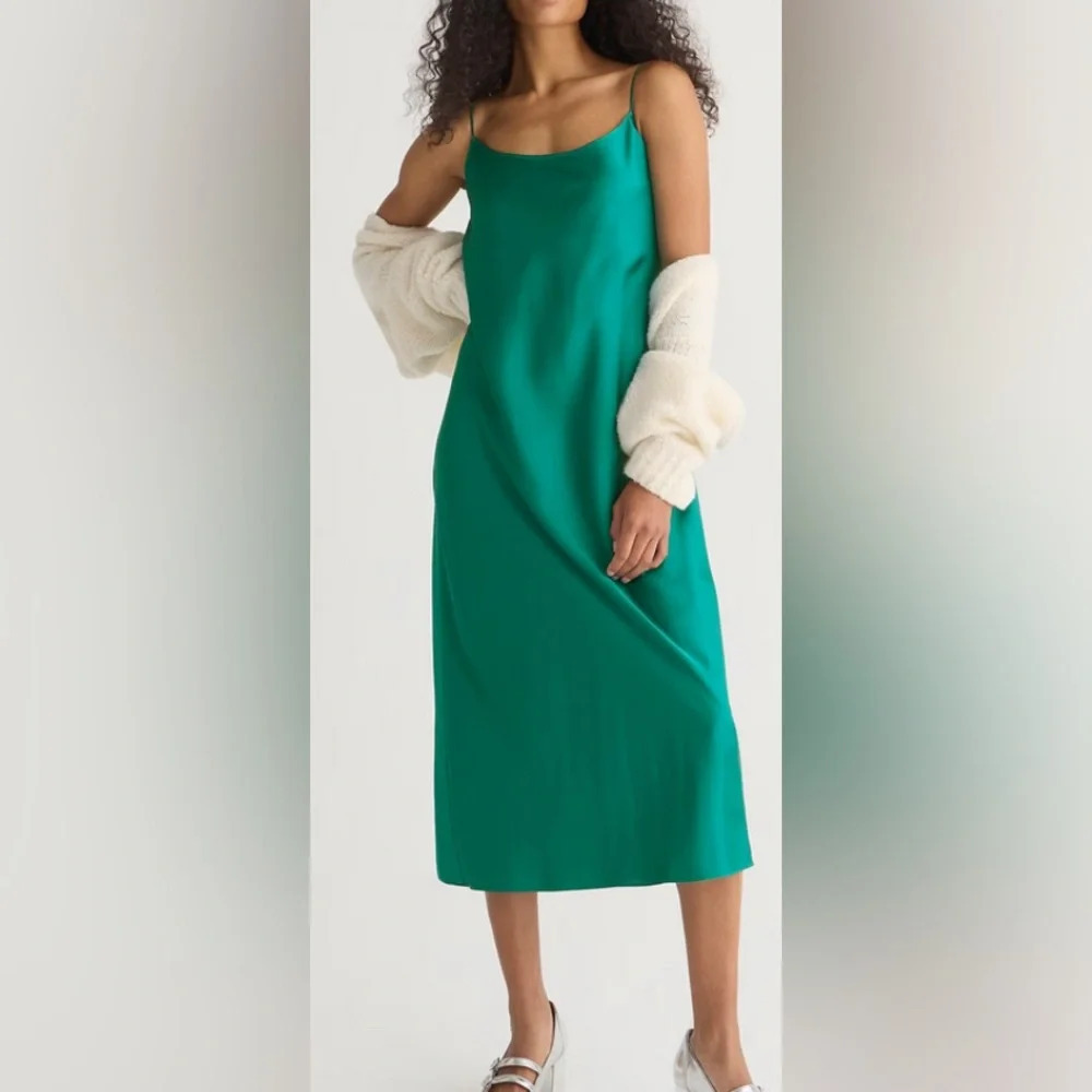 J. Crew Luster Charmeuse Gwyneth Slip Dress Green Size 2